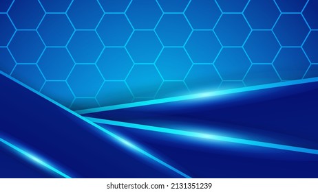 Modern blue background with abstract geometric shapes for presentation design, tech banner, poster templates