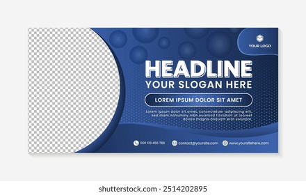 Modern blue background elegant circle design banner template, abstract creative business card design template