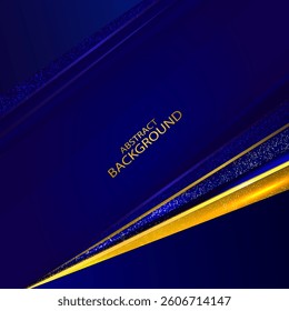 Modern Blue Background With Golden Shapes with lines golden glowing. Vector illustration
