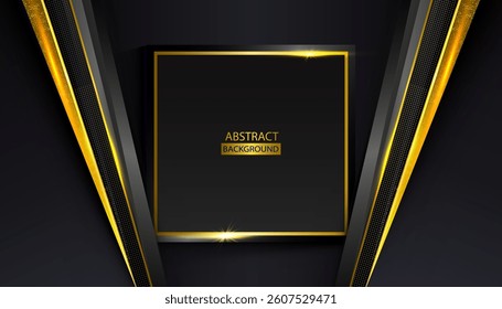 Modern Blue Background With Golden Shapes with lines golden glowing. Vector illustration