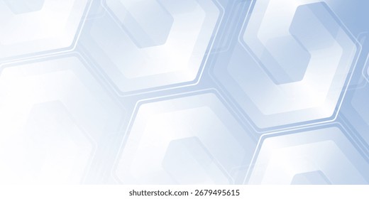 Modern blue modern background with hexagon elements. Digital technology simple abstract modern design