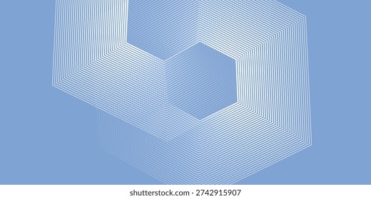 Modern blue modern background with hexagon elements. Digital technology concept lines simple