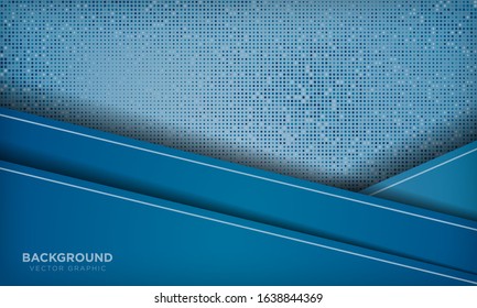 Modern blue background with overlap layer on blue square glitters dots element. Technology concept. Vector illustration.