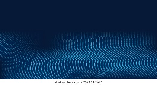 Fundo azul moderno de pontos. Ciberpartículas. Fluxo de Big Data. Ilustração vetorial arte moderna abstrata