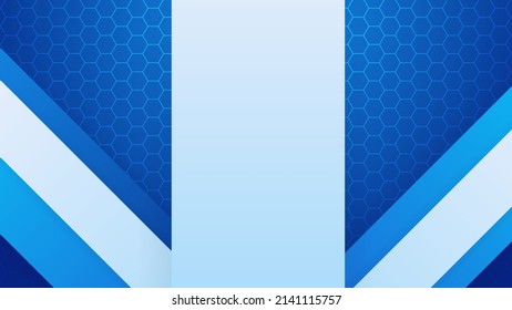 Modern blue background for presentation design with abstract geometrics shapes decoration. Vector illustration for technology, game design, business or corporate needs