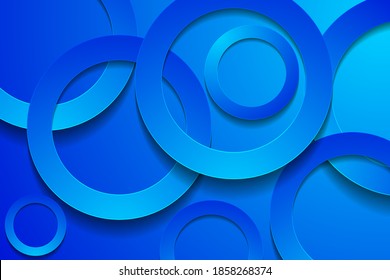 Moderne blaue Hintergründe. 3D-Kreis Paperschnitt-Schicht Hintergrund.
