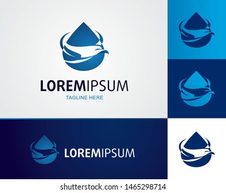 Modern blue bird, drop, eagle, hawk, falcon, wing, Icon Template