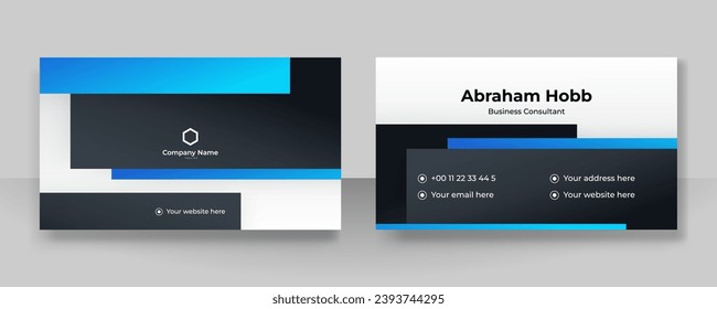 Modern blue and black business card template design with professional corporate concept