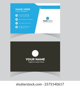 Modern blue black business card - creative and clean business card template. Stylish blue elegant business card design. Designed for business and corporate concept. Vector illustration