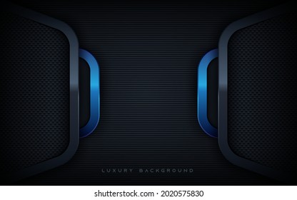 Modern blue and black dimension layers background