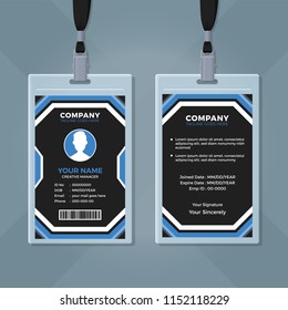 Modern Blue and Black ID Card Template