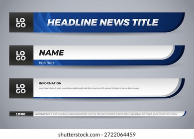 Gráficos modernos de tercera Noticias Video inferior azul y negro para difusión y edición