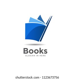 modern blue book open logo and icon