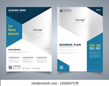 Modern blue brochure of hexagon template design background. You can use for template design, ad, poster, artwork. illustration vector eps10