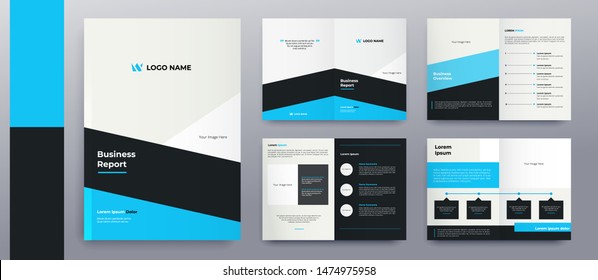 modern blue brochure pages design premium vector