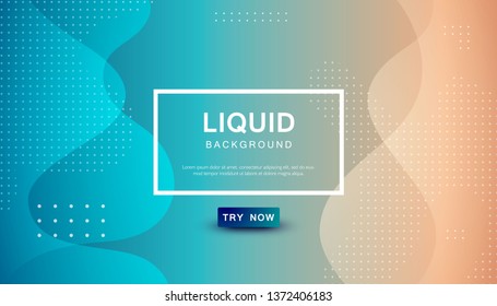 Modern blue and brown dynamic background. Geometric fluid with halftone shape composition. 