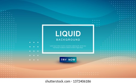 Modern blue and brown dynamic background. Geometric fluid with halftone shape composition. 