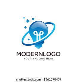 modern blue bulb logo