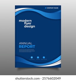 Modern blue business annual report cover template design. a4 brochure corporate flyer design