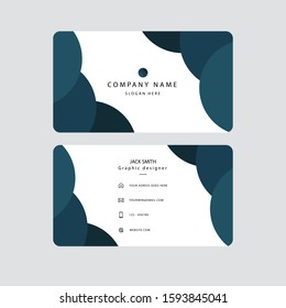 Modern blue business card with abstract shapes vector