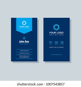 Modern blue Business card template in vertical design, Abstract background. Personal plain design with calling elements / icons Vector graphic visiting card