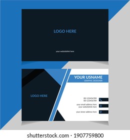 Modern blue business card template design. Contact card for company, Vector illustration