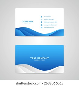Modern Blue Business Card Template with Wave Elements