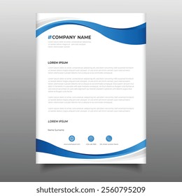 modern blue business Letterhead cover template layout wavy design. a4 Letterhead corporate company creative design