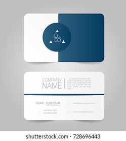 Modern blue business name card template design.