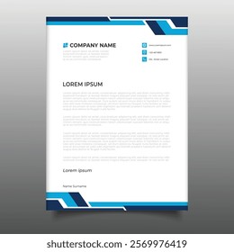  modern Blue business professional Letterhead cover template design. a4 Letterhead corporate company with blue creative design
