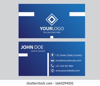 Modern Blue Bussines Card. Creative And Elegant Business Card Design. Vector Illustration.