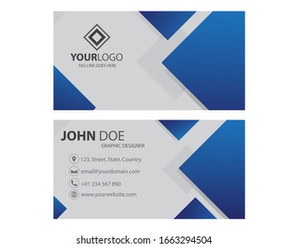 Modern Blue Bussines Card. Creative And Elegant Business Card Design. Vector Illustration.