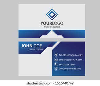 Modern Blue Bussines Card. Simple Business Card Design. Creative And Elegant Business Card Design. Simple Business Card Template. Vector Illustration. Eps 10