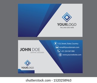 Modern Blue Bussines Card. Simple Business Card Design. Creative And Elegant Business Card Design. Simple Business Card Template. Vector Illustration. Eps 10