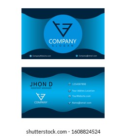 Modern Blue Bussines Card. Simple Business Card Design. Creative And Elegant Business Card Design. Vector Illustration. Eps 10