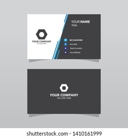 Modern Blue Bussines Card Template. Elegant Element Composition Design With Clean Concept.