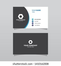 Modern Blue Bussines Card Template. Elegant Element Composition Design With Clean Concept.