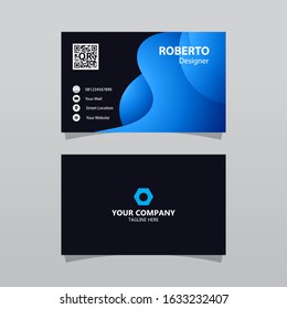 Modern Blue Bussines Card Template. Elegant Element Composition Design With Clean Concept.