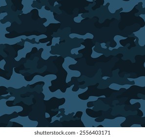 modern blue camouflage pattern, dark vector background, classic print