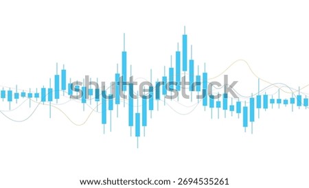 Modern Blue Candlestick Chart Wave, Digital Data Visualization, Stock Market Growth Analysis, Abstract Financial Graph Design, Investment Trend Concept, Technology Background, Elegant Minimal Illustra