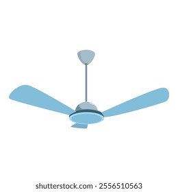 Modern blue ceiling fan cooling down a room, providing air circulation and comfort