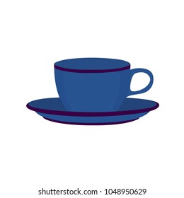 Modern blue ceramic tea cup tableware isolated illustration icon