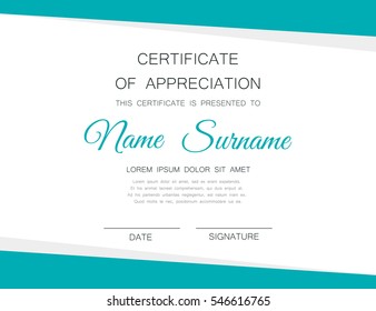 Modern blue certificate of appreciation template. Vector, eps10