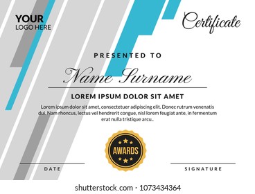 Modern Blue Certificate Design Vector Template