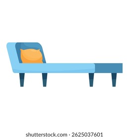 Modern blue chaise lounge sofa with yellow pillow is ideal for relaxing in a stylish living room