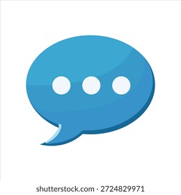Modern blue chat bubble icon with three dots, representing messaging, communication, and online conversation.