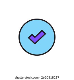 Modern Blue Check Icon Symbol for Verification and Success in Digital Communication and Internet Marketing