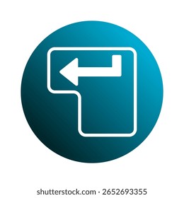 Ein modernes blaues Kreissymbol mit einem weißen Eingabeschlüsselsymbol für Webdesign und Apps