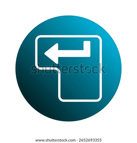A modern blue circle icon featuring a white enter key symbol for web design and apps