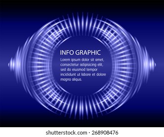 modern blue circle text box template for website computer graphic business and internet, dark black background. Brochure. text box. banner. card. wave